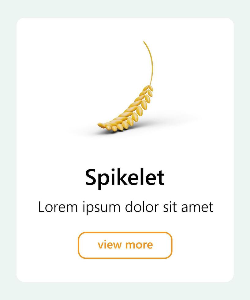 3D ear of ripe wheat, rye, barley. Color image with shadow vector