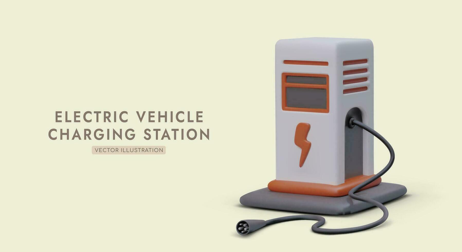 Empty electric charging station for vehicles. Plug with international connector vector