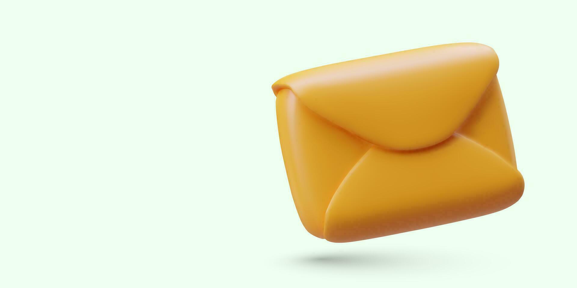 Yellow unopened envelope. Volumetric image of sent letter. Update in mailbox vector