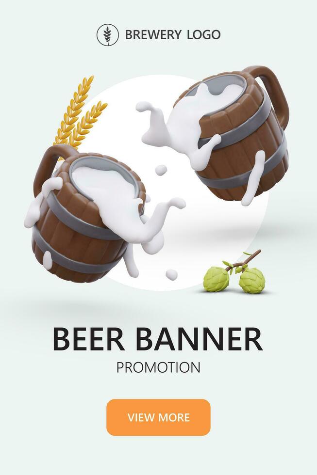 Quality beer from natural ingredients. Vertical template for advertising vector