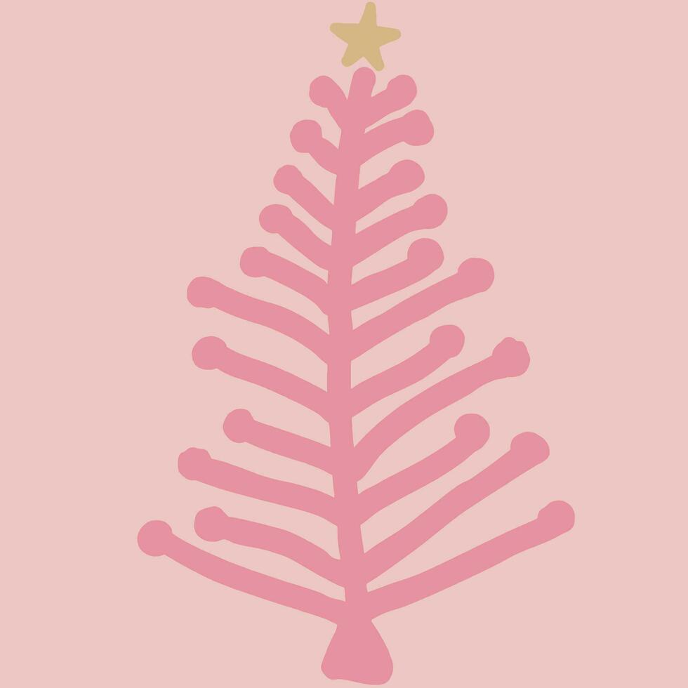 pastel christmas tree line art drawing vector