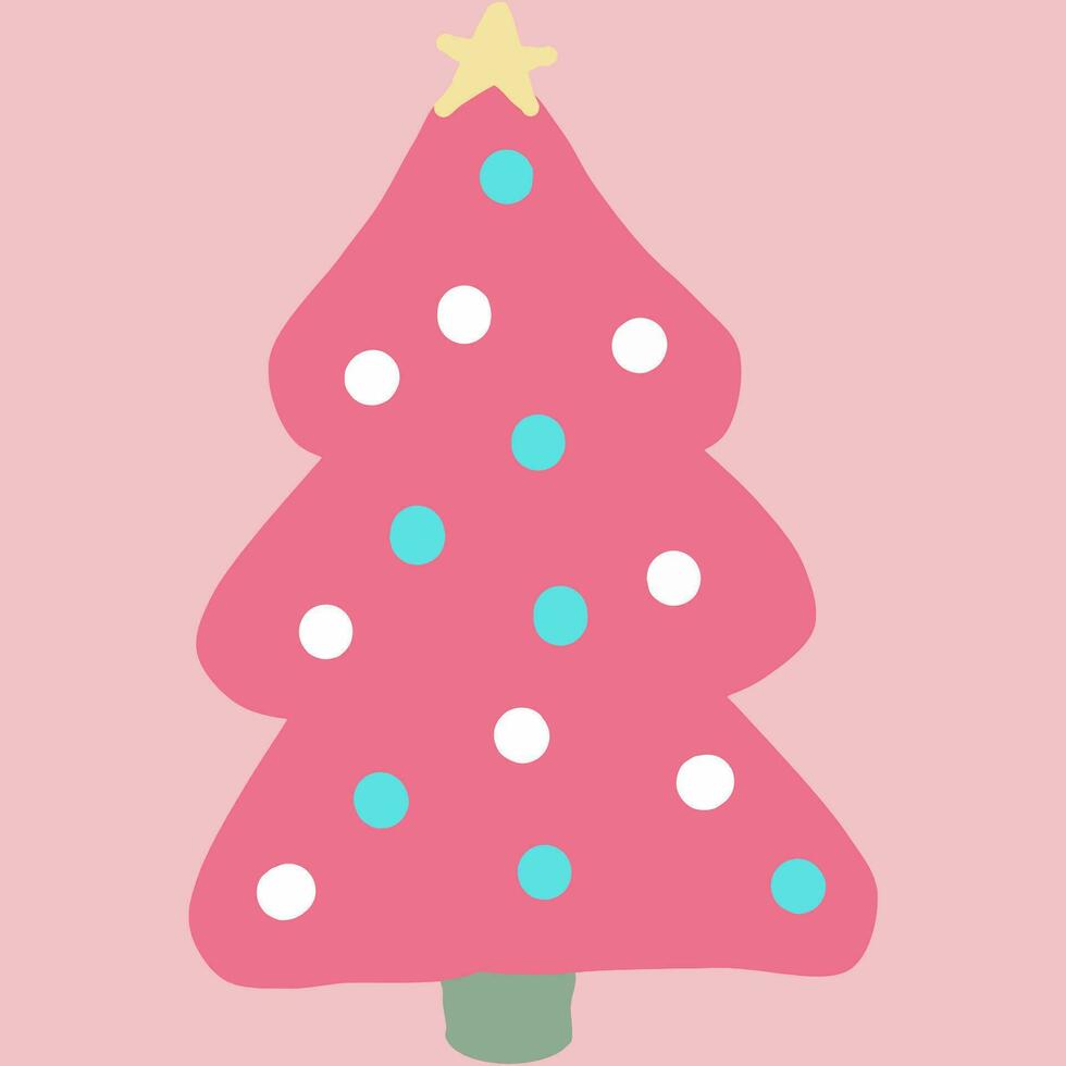 pastel christmas tree line art drawing vector