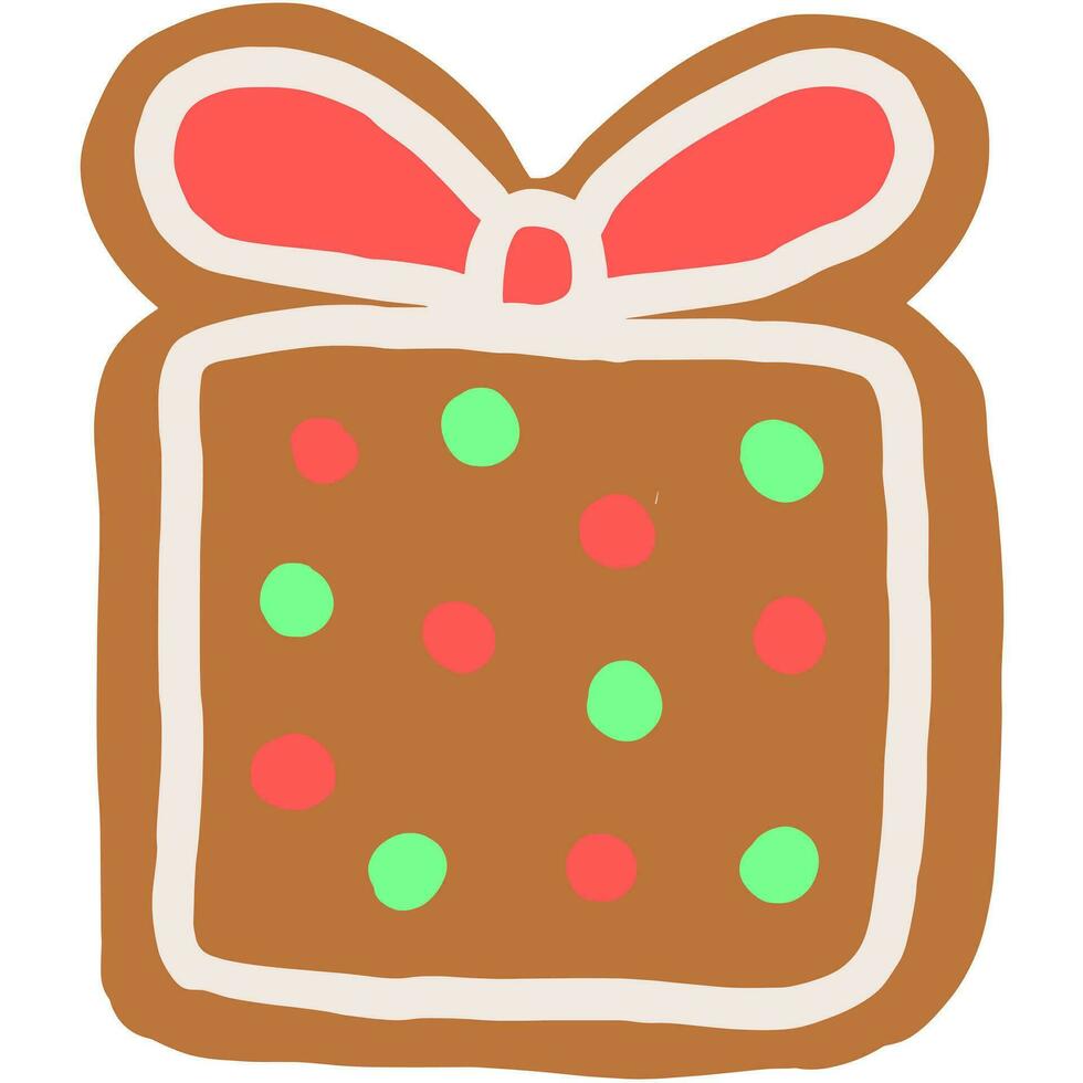 gingerbread gift box line art drawing vector