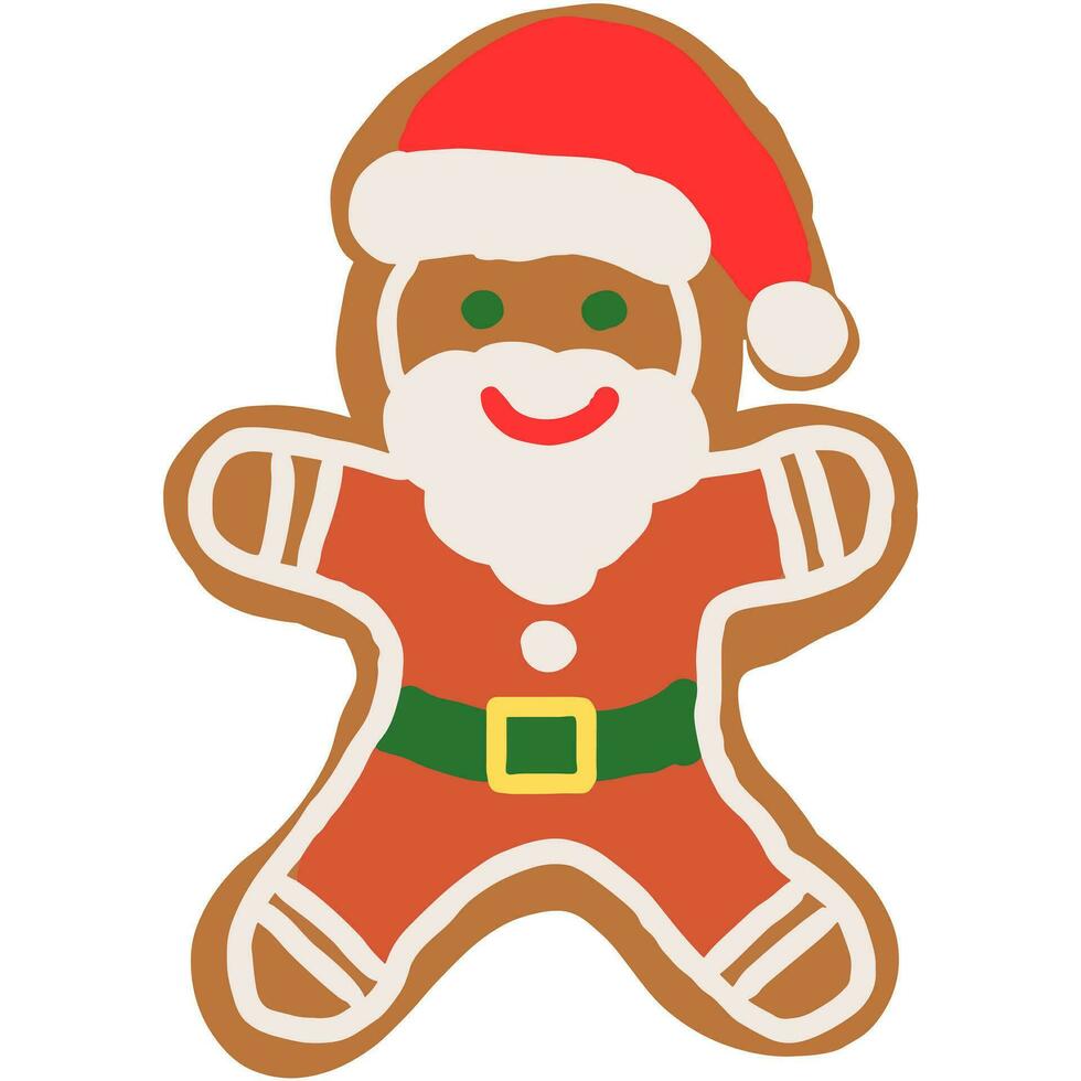 pan de jengibre Papa Noel línea Arte dibujo vector