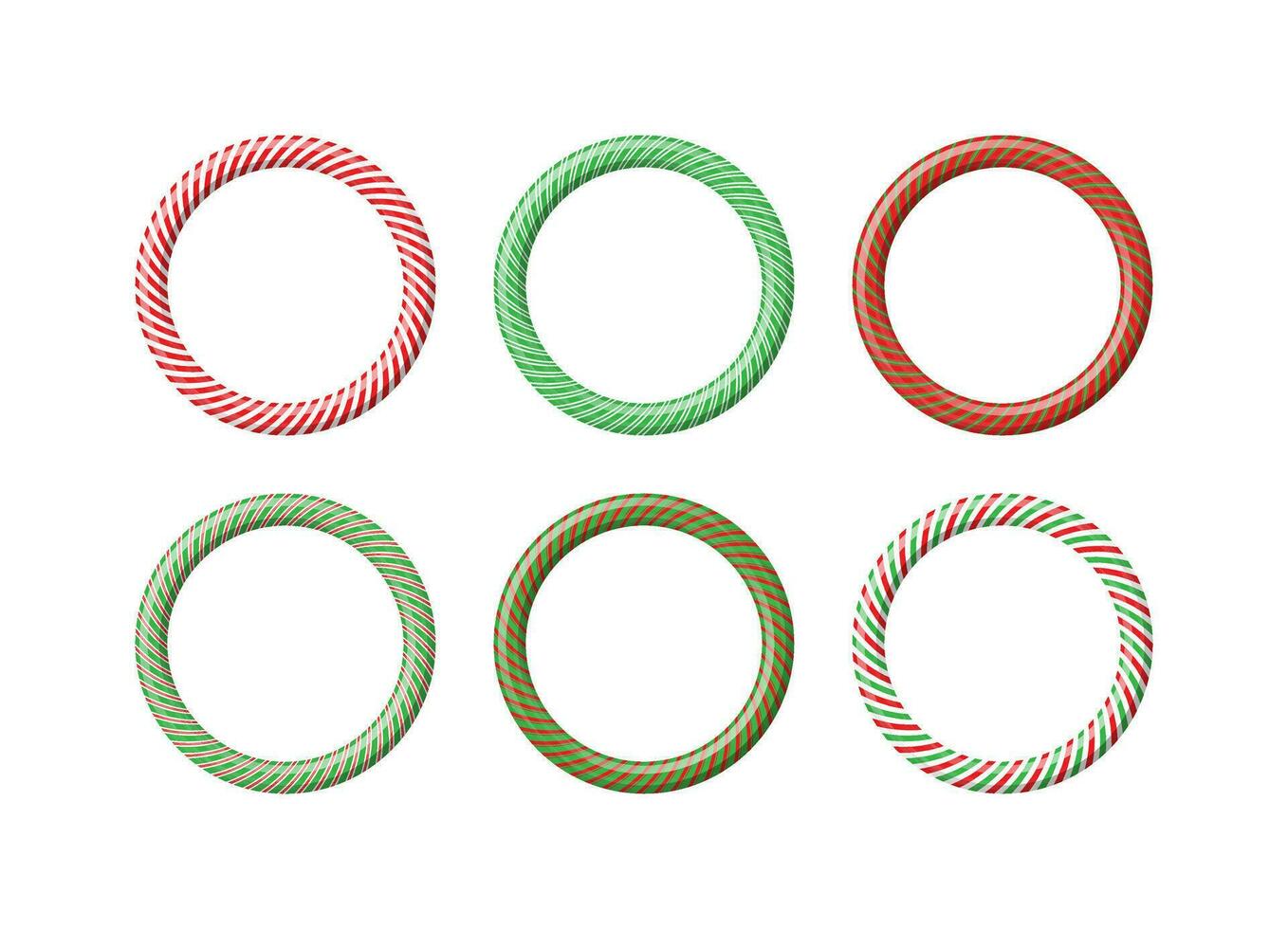set of simple candy cane round frames vector clipart