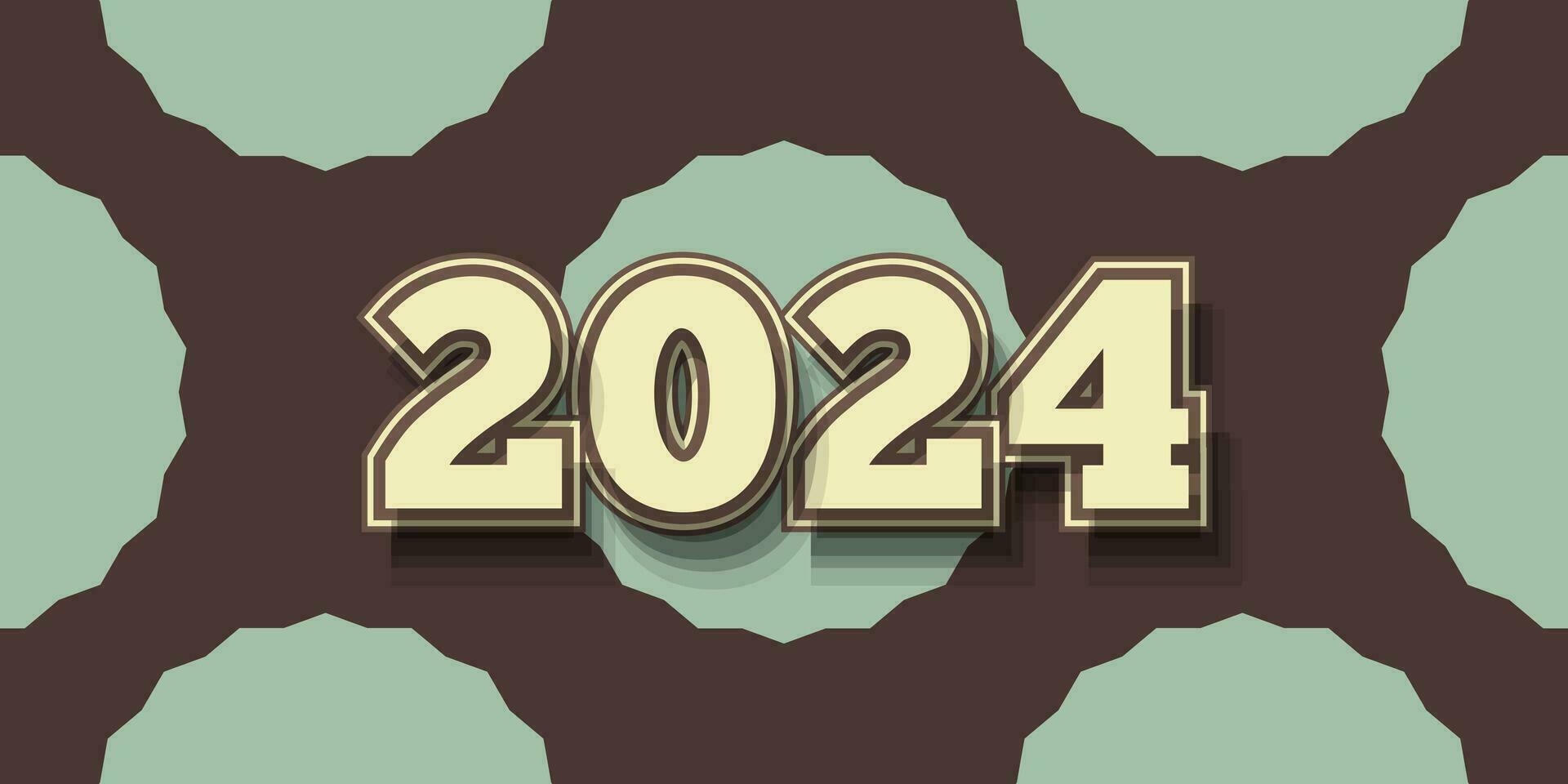 Happy New Year 2024 Design with Vintage Style. Vector Design for Poster, Banner, and Greeting Card