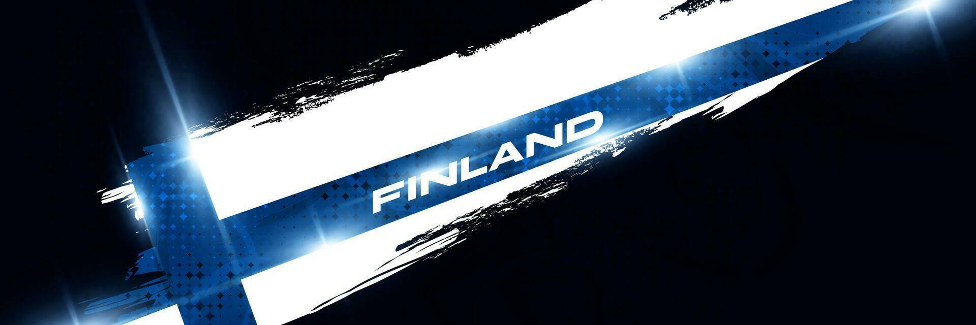 Finland Flag in Brush Paint Style with Glowing and Halftone Effect. National Finland Flag. Finnish Flag Symbol vector