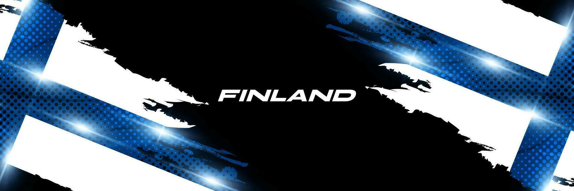 Finland Flag in Brush Paint Style with Glowing and Halftone Effect. National Finland Flag. Finnish Flag Symbol vector