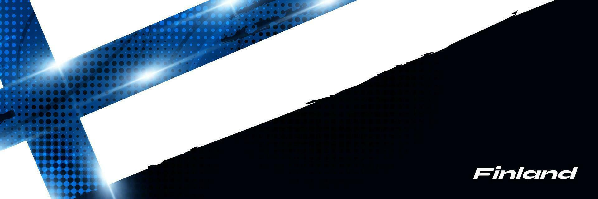 Finland Flag in Brush Paint Style with Glowing and Halftone Effect. National Finland Flag. Finnish Flag Symbol vector