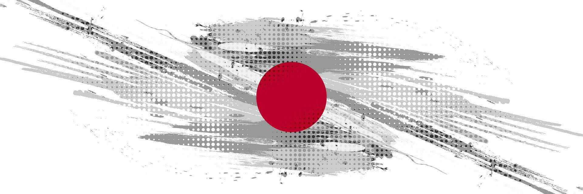 Japan Flag in Brush and Grunge Paint Style. Vector of Japanese Flag