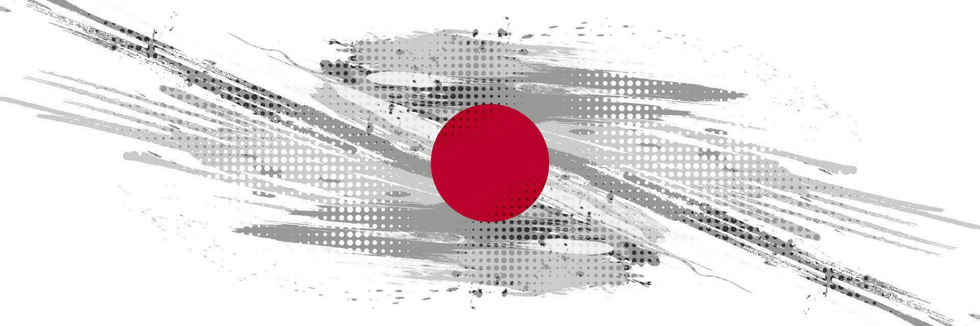 Japón bandera en cepillo y grunge pintar estilo. vector de japonés bandera