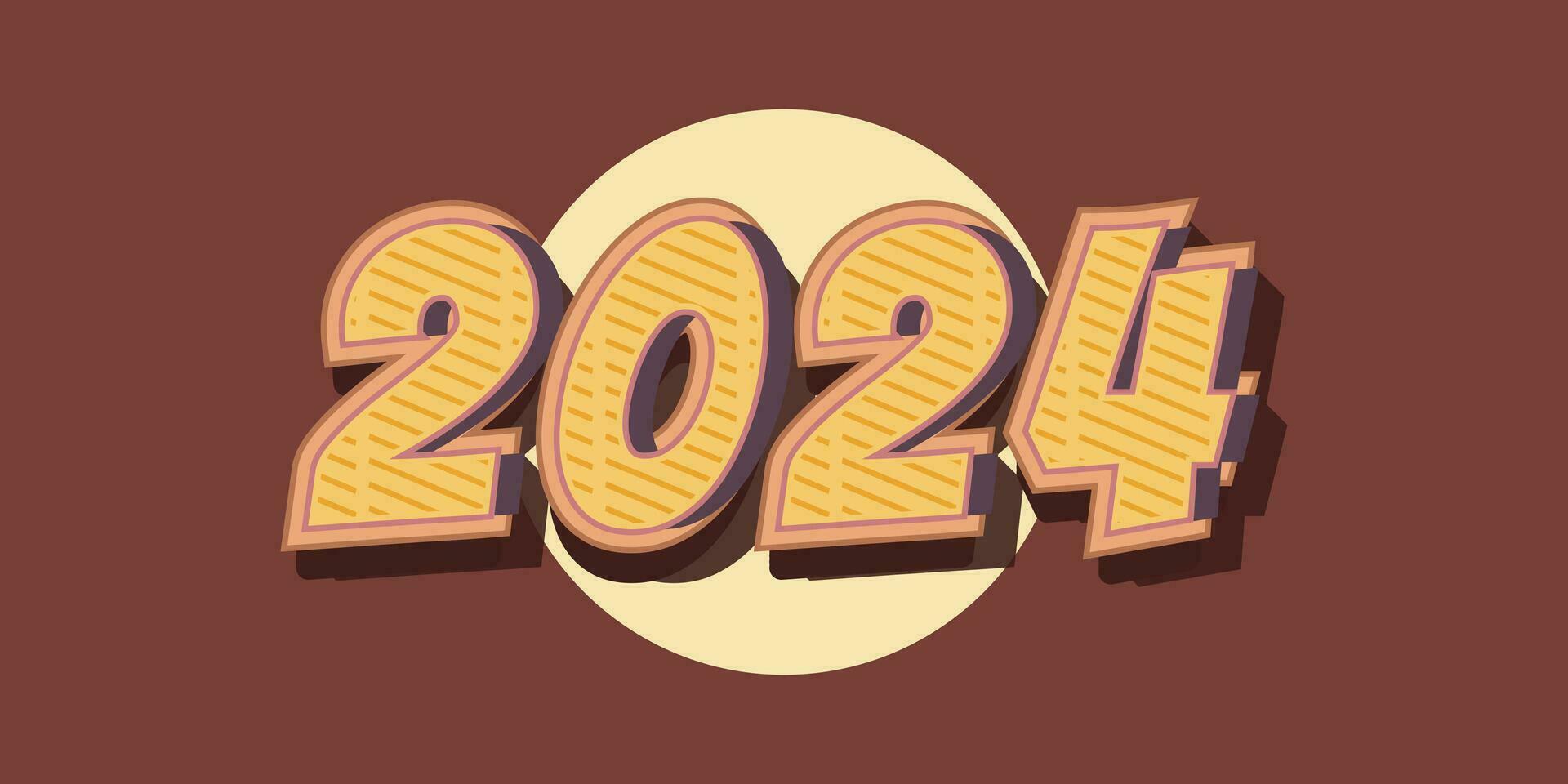 Happy New Year 2024 Design with Vintage Style. Vector Design for Poster, Banner, and Greeting Card