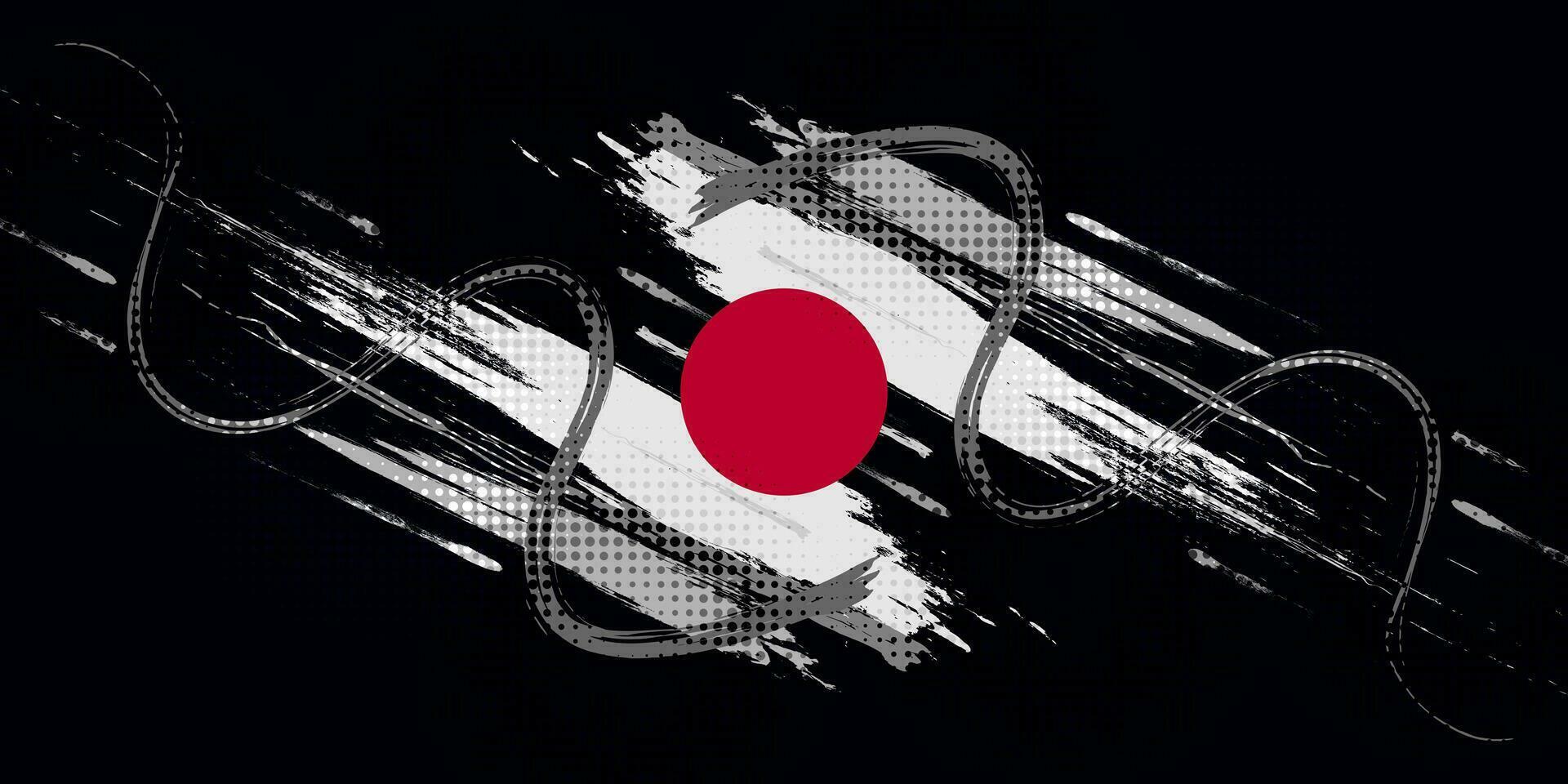 Japón bandera en cepillo y grunge pintar estilo. vector de japonés bandera