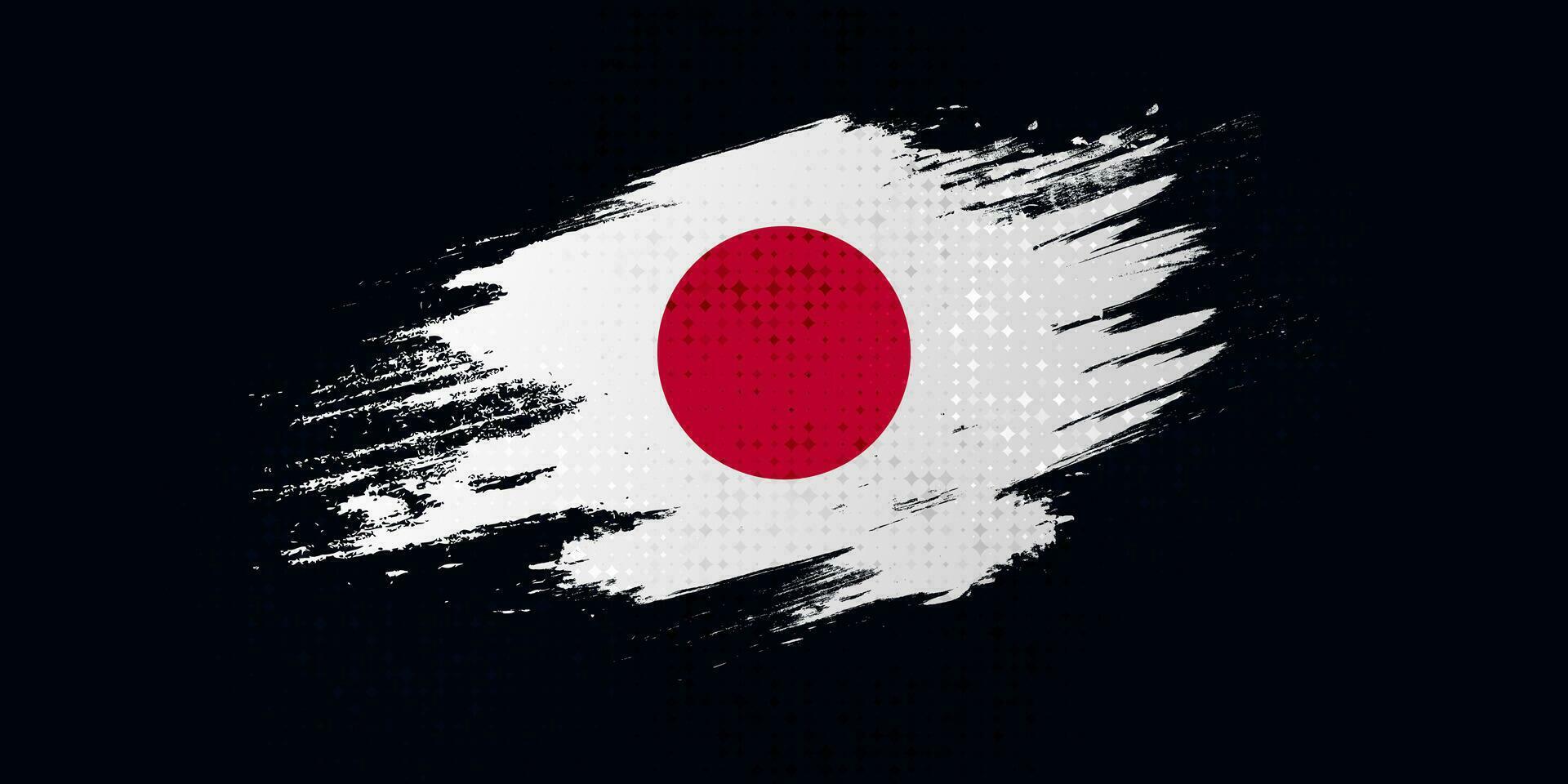 Japan Flag in Brush and Grunge Paint Style. Vector of Japanese Flag