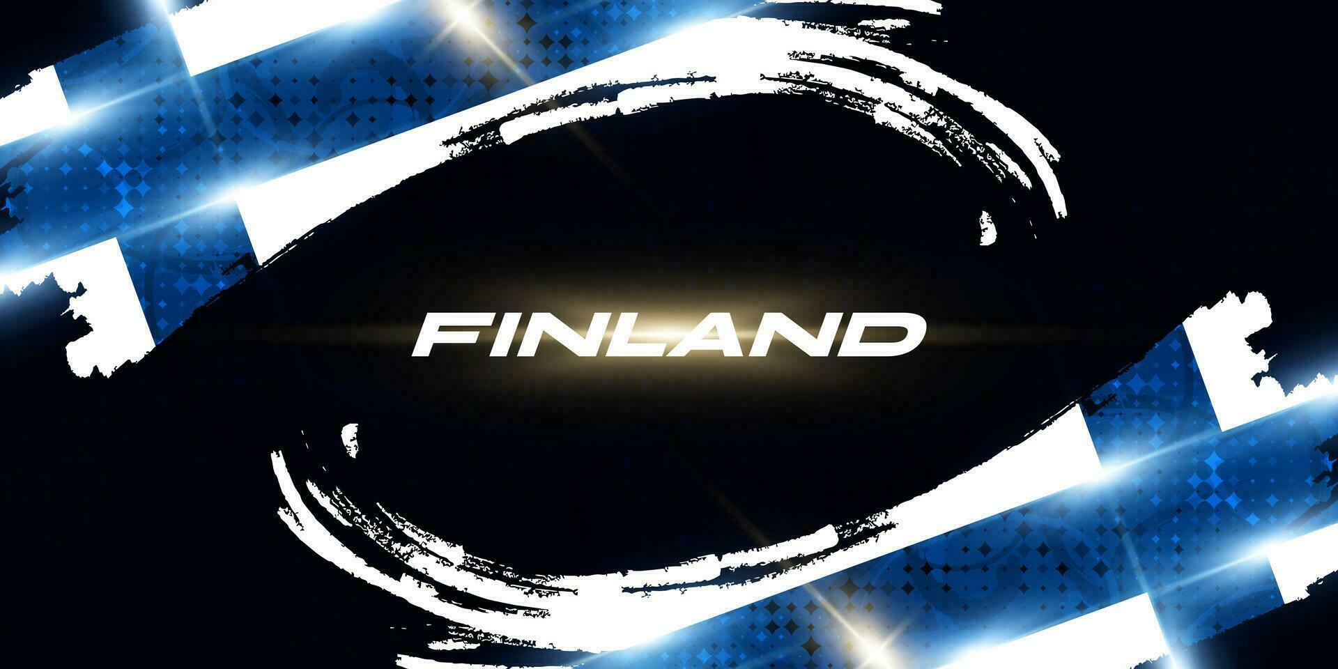 Finland Flag in Brush Paint Style with Glowing and Halftone Effect. National Finland Flag. Finnish Flag Symbol vector