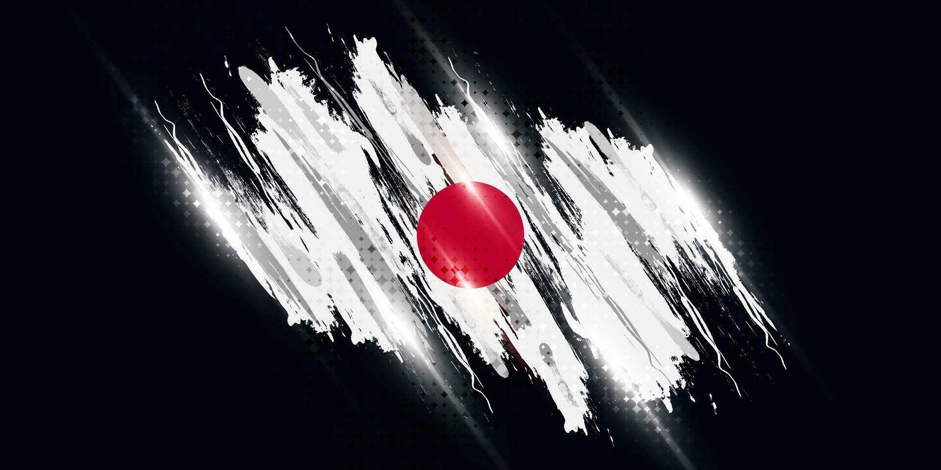 Japan Flag in Brush and Grunge Paint Style. Vector of Japanese Flag