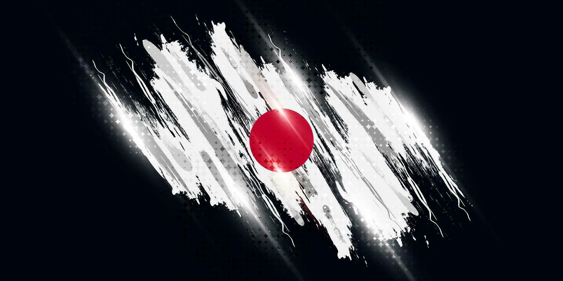 Japón bandera en cepillo y grunge pintar estilo. vector de japonés bandera