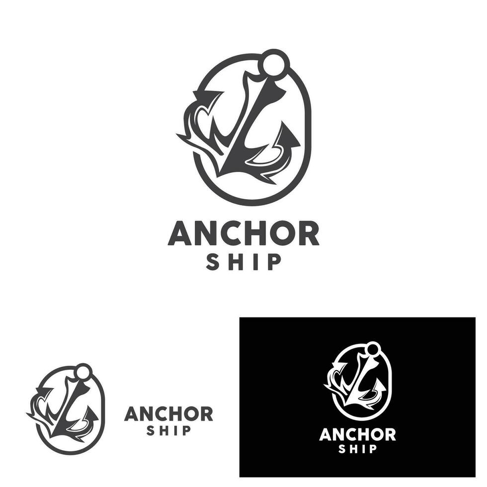 Anchor Logo Simple Elegant Design Marine Ship Vector Icon Symbol Illustration