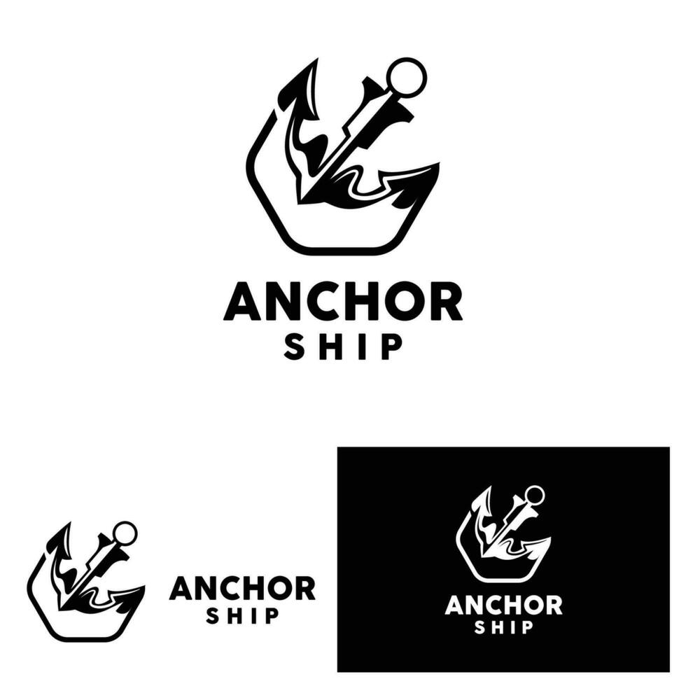 ancla logo sencillo elegante diseño marina Embarcacion vector icono símbolo ilustración