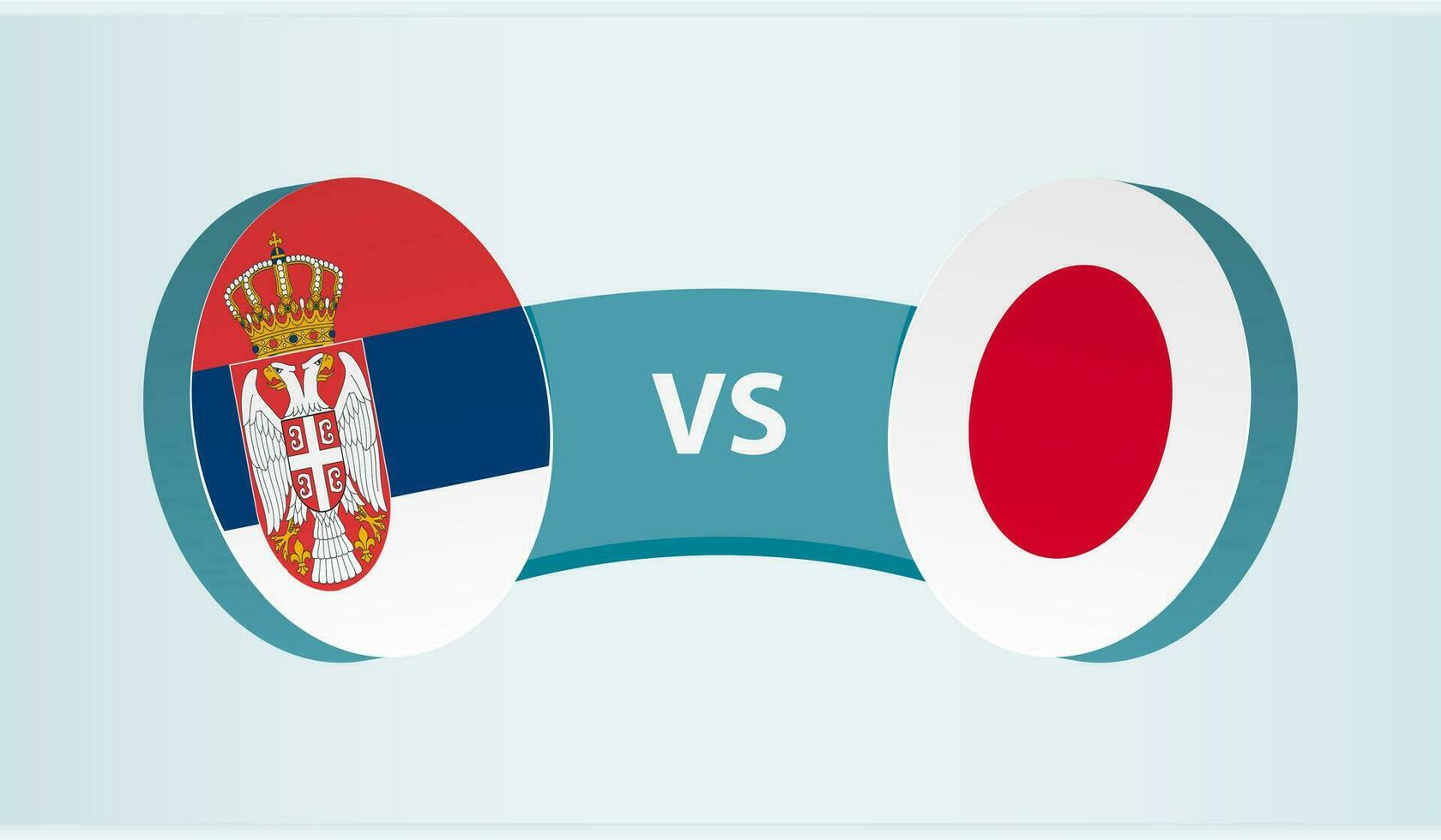 Serbia versus Japan, team sports competition concept. vector
