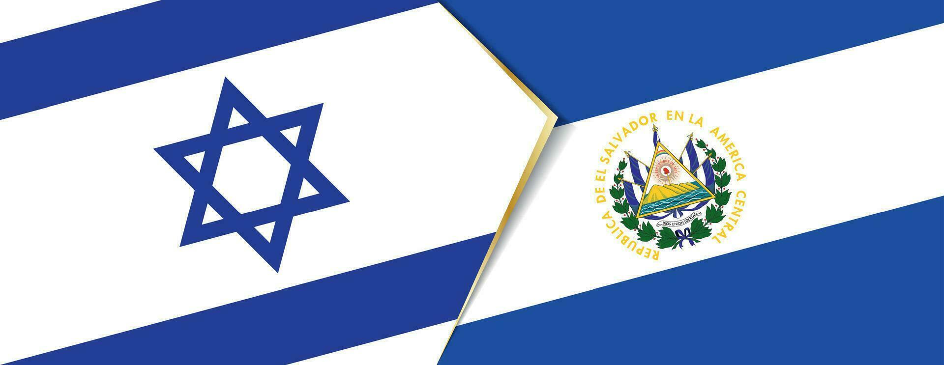 Israel and El Salvador flags, two vector flags.