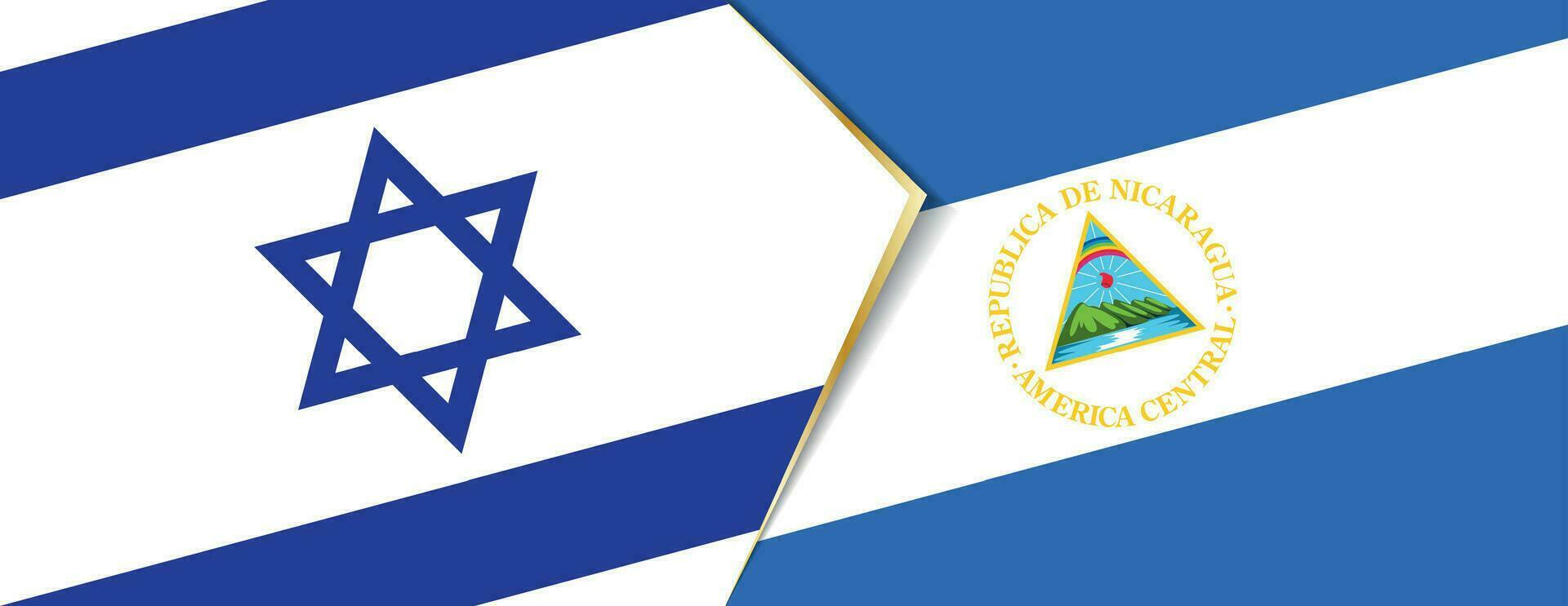 Israel and Nicaragua flags, two vector flags.