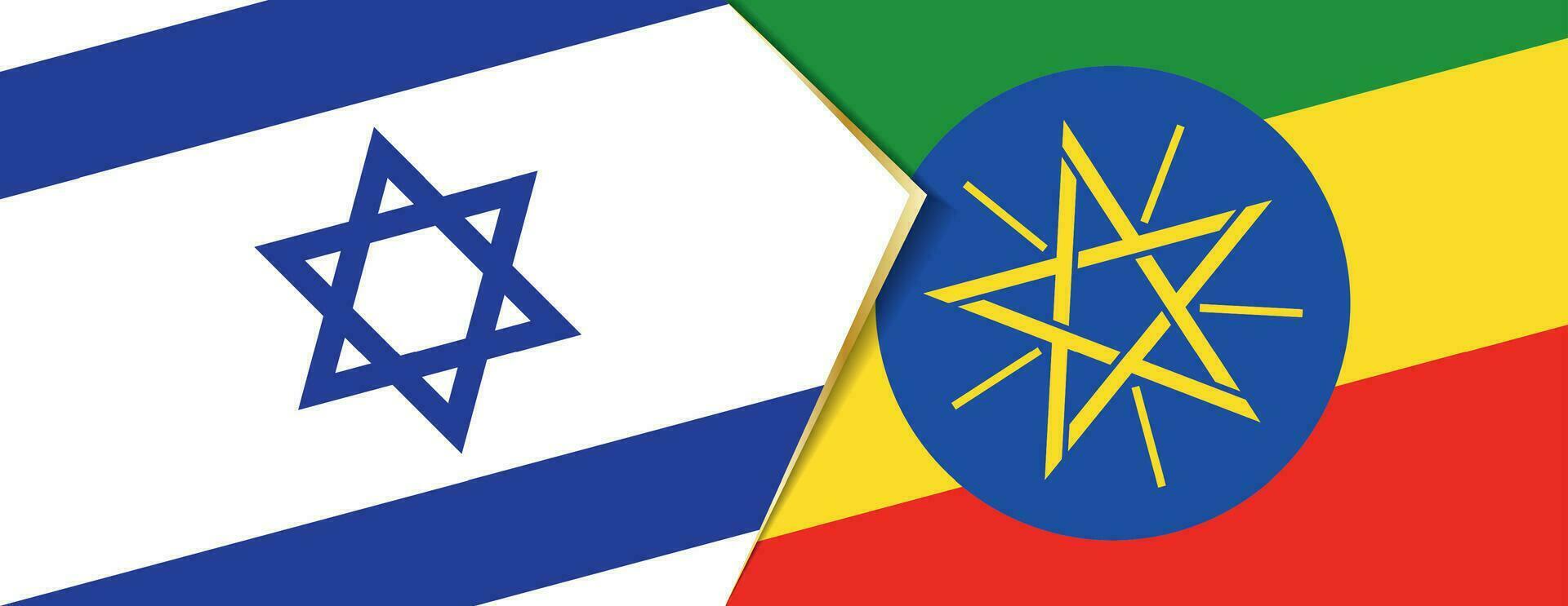 Israel and Ethiopia flags, two vector flags.