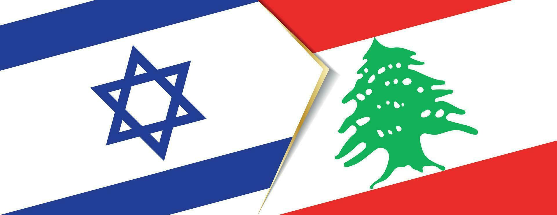 Israel and Lebanon flags, two vector flags.