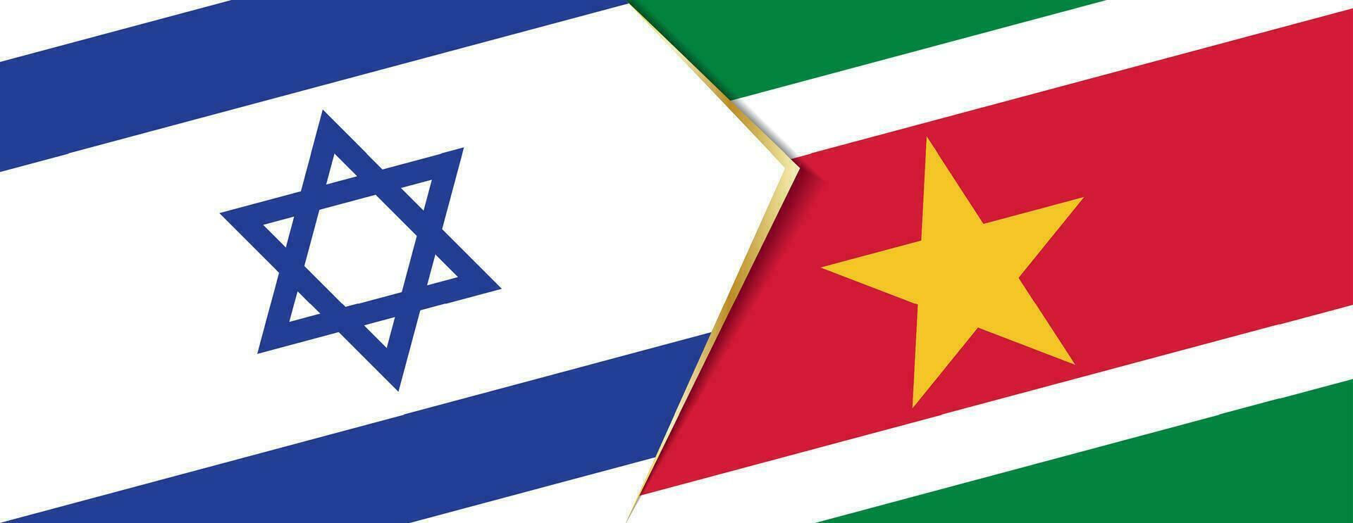 Israel and Suriname flags, two vector flags.