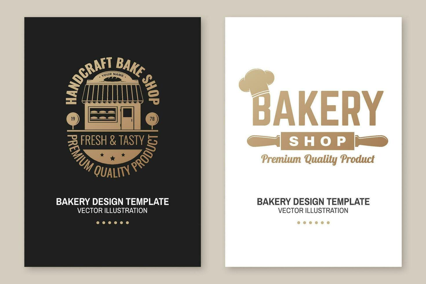 Set of Bakery shop badge. Vector Concept for badge, shirt, label, print, stamp, tee. Design with windmill, rolling pin, dough, wheat ears silhouette. For restaurant identity objects, packaging, menu