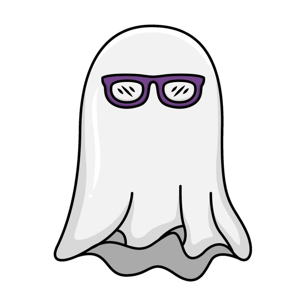 fantasma con lentes Víspera de Todos los Santos ilustración vector