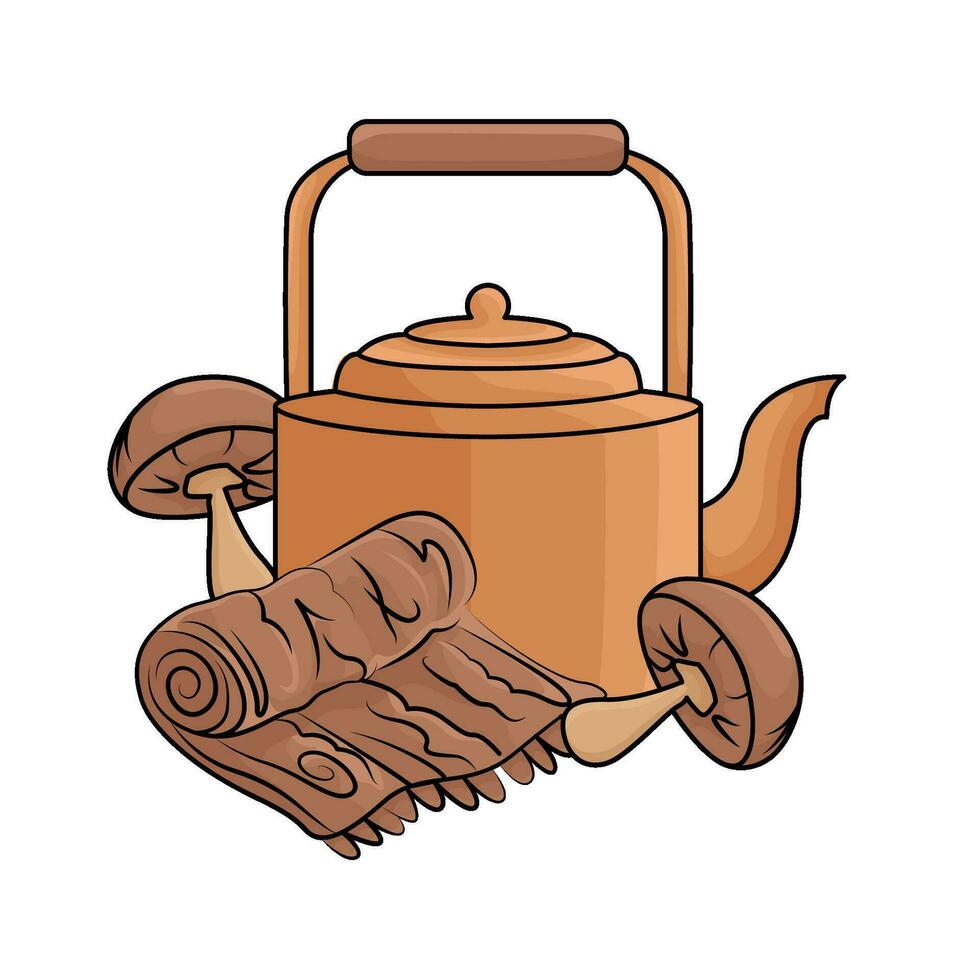 teapot, mustard with shawl illustration vector