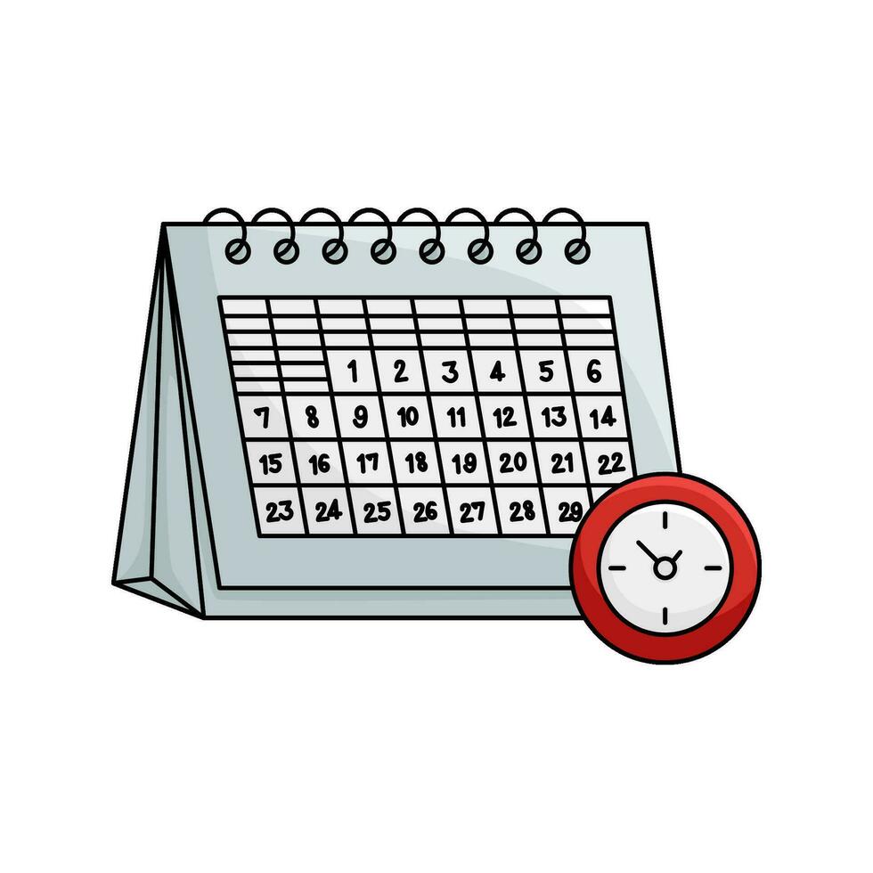 calendar with clock time illustration vector