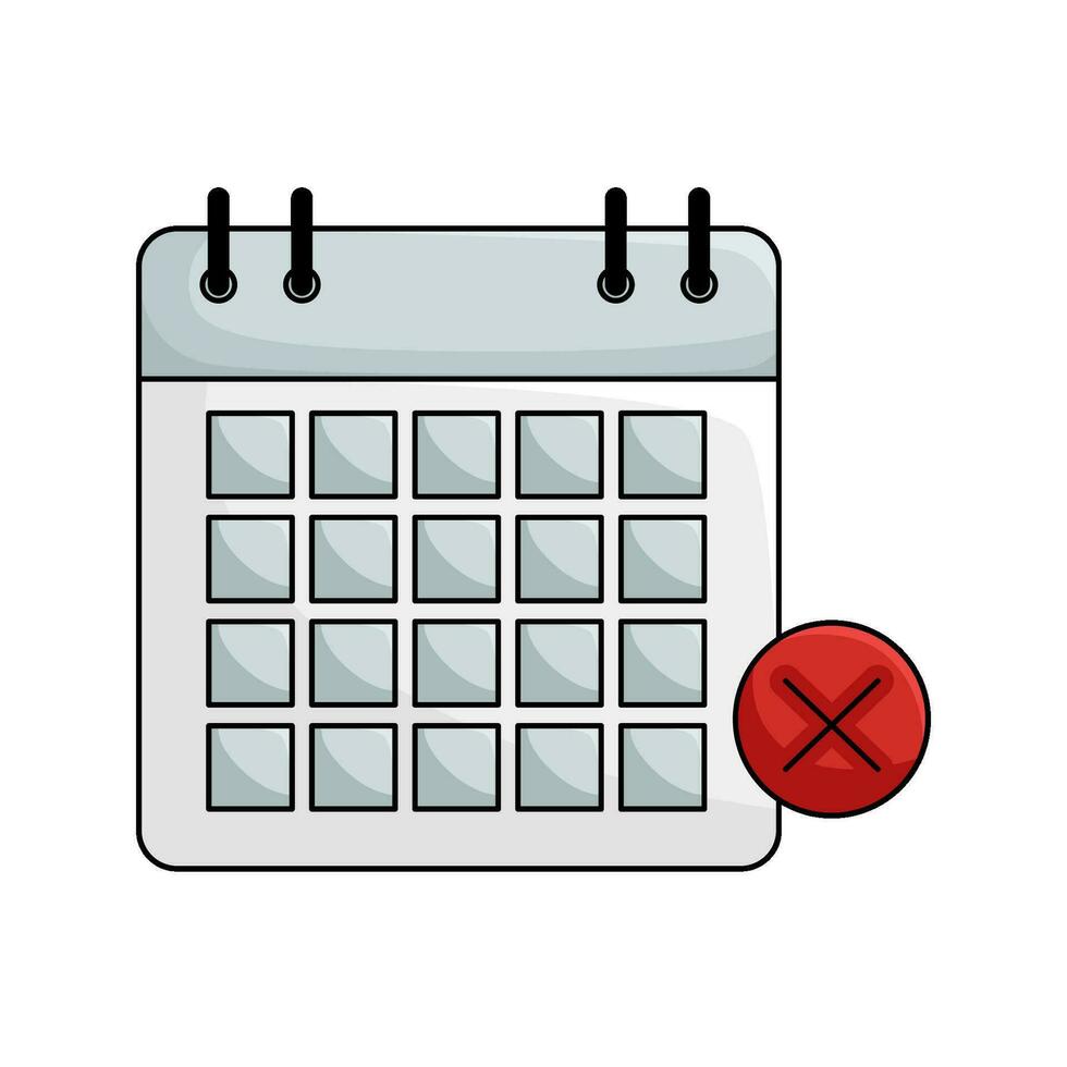 calendar with cross in button illustration vector