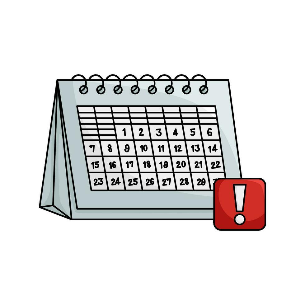 calendar with exlamation mark illustration vector