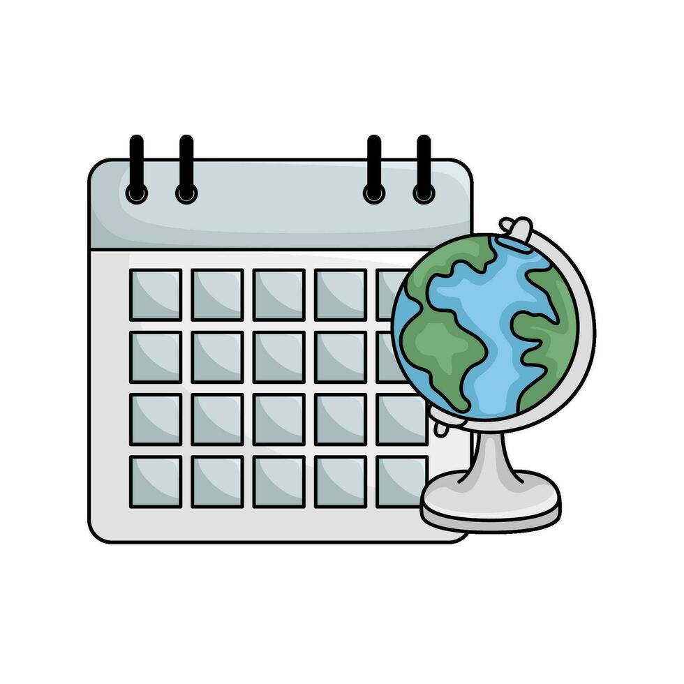 calendar with globe illustration vector