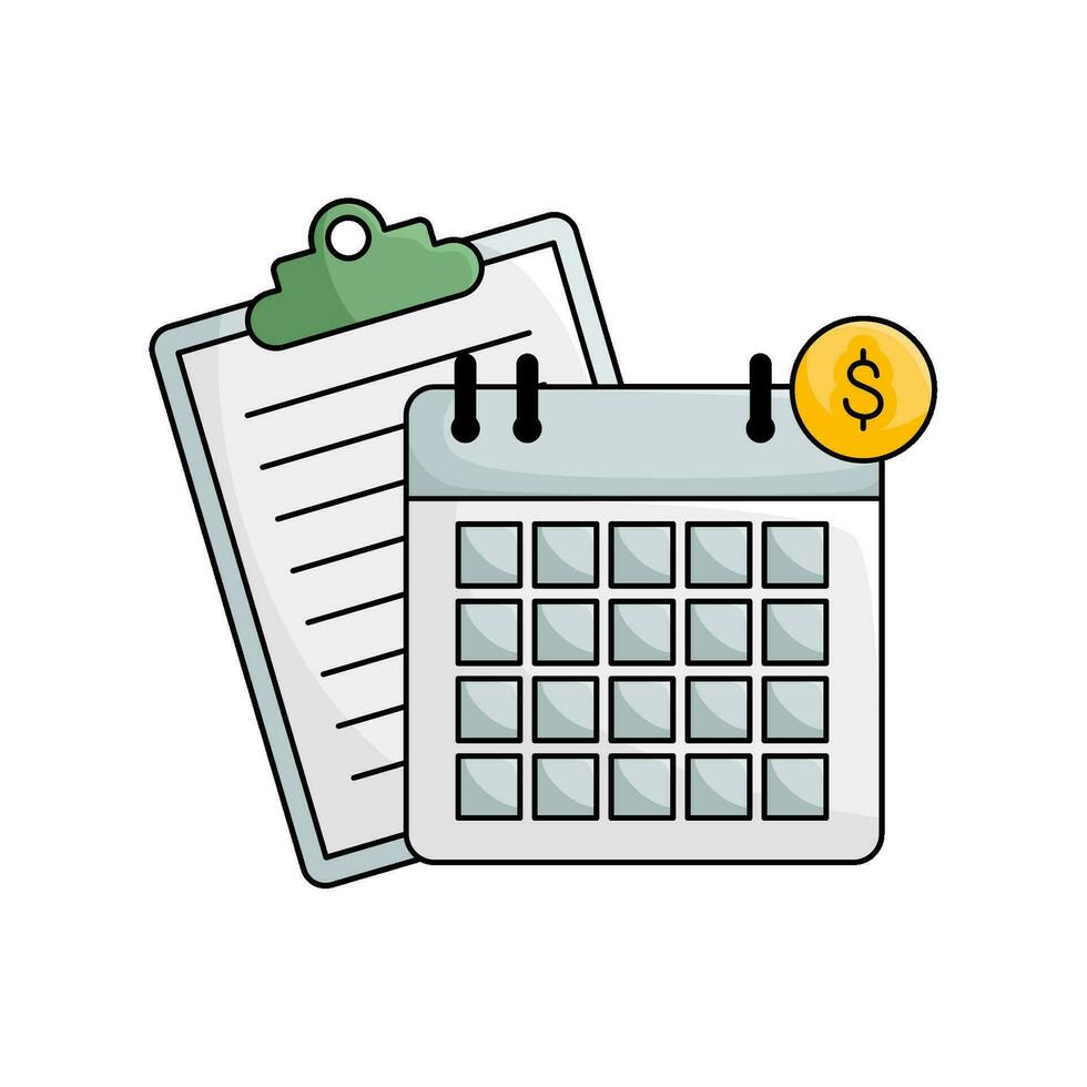 calendar, document with money illustration vector