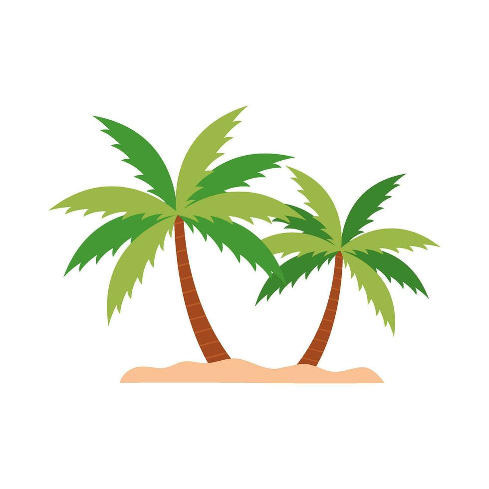 Coconut trees by the beach flat illustration vector