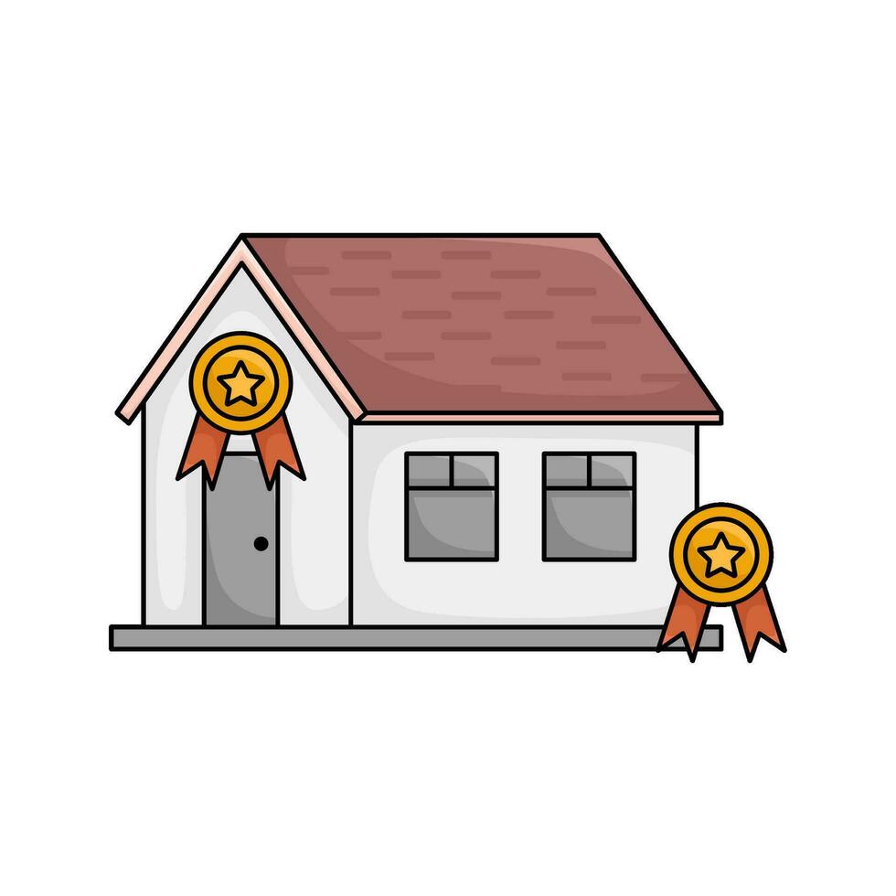 home building with award ribbon illustration vector