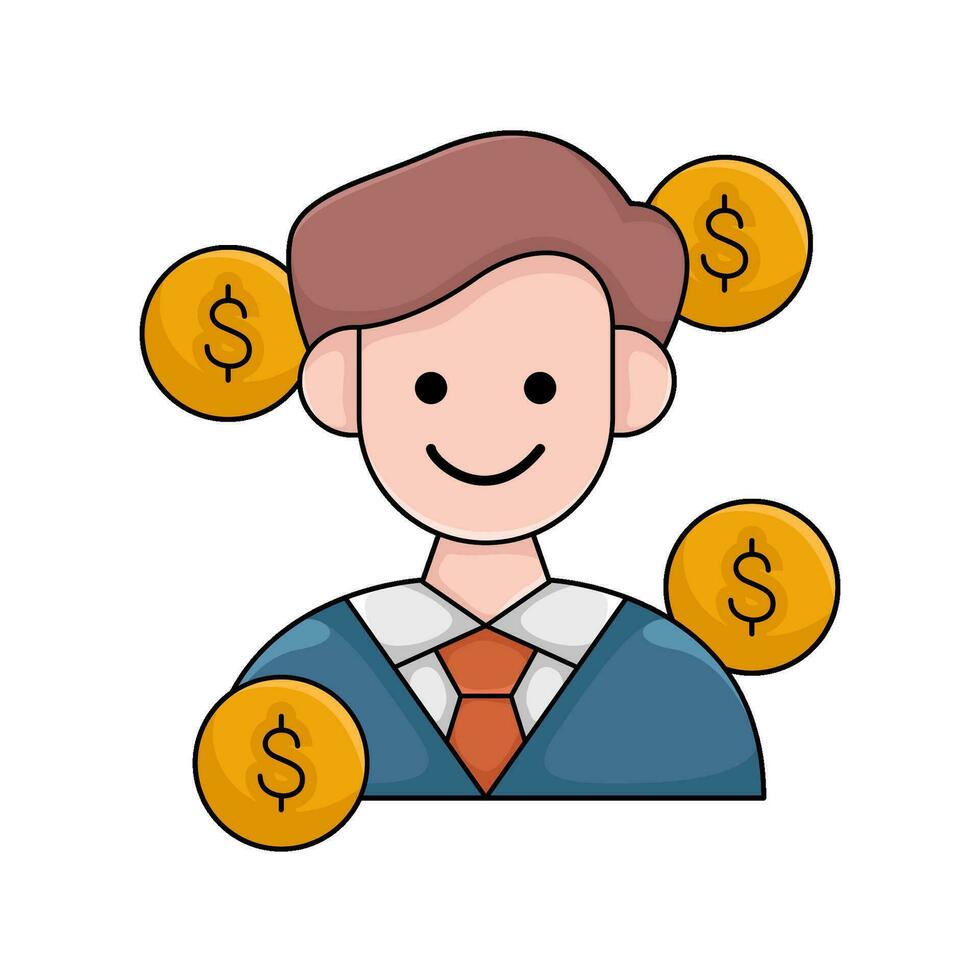 investor with money illustration vector