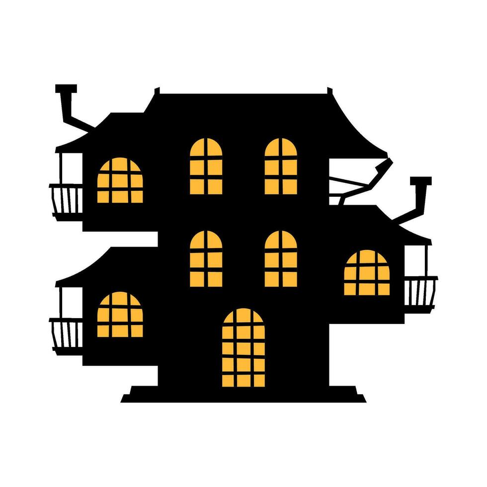 Scary castle halloween flat illustration vector