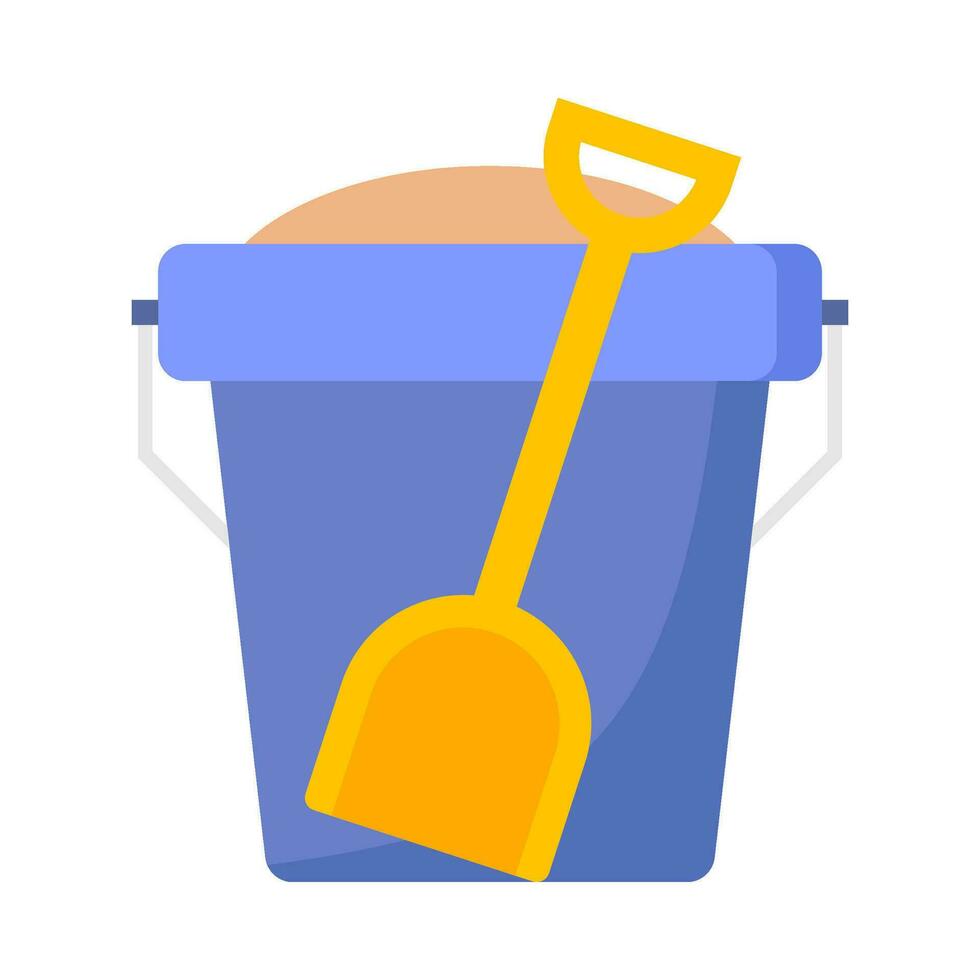 Bucket filled with beach sand flat illustration vector