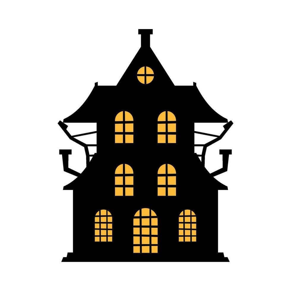 Scary castle halloween flat illustration vector