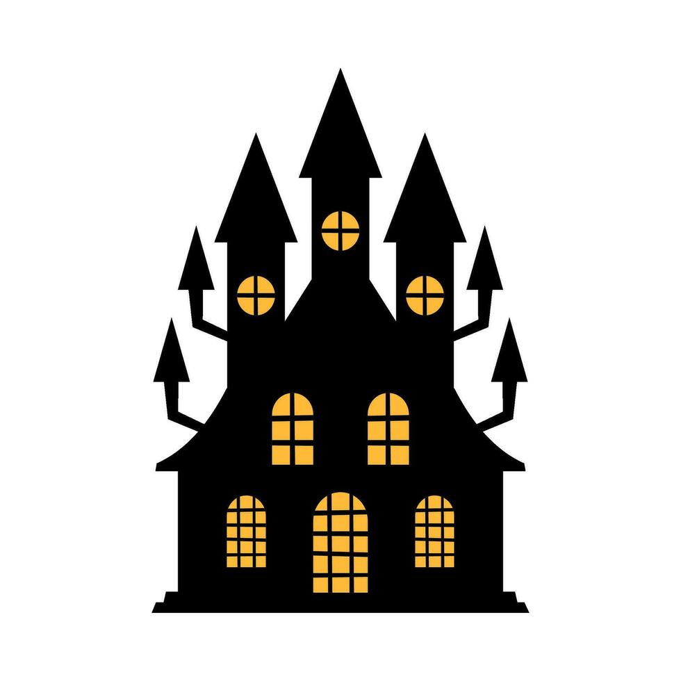 Scary castle halloween flat illustration vector