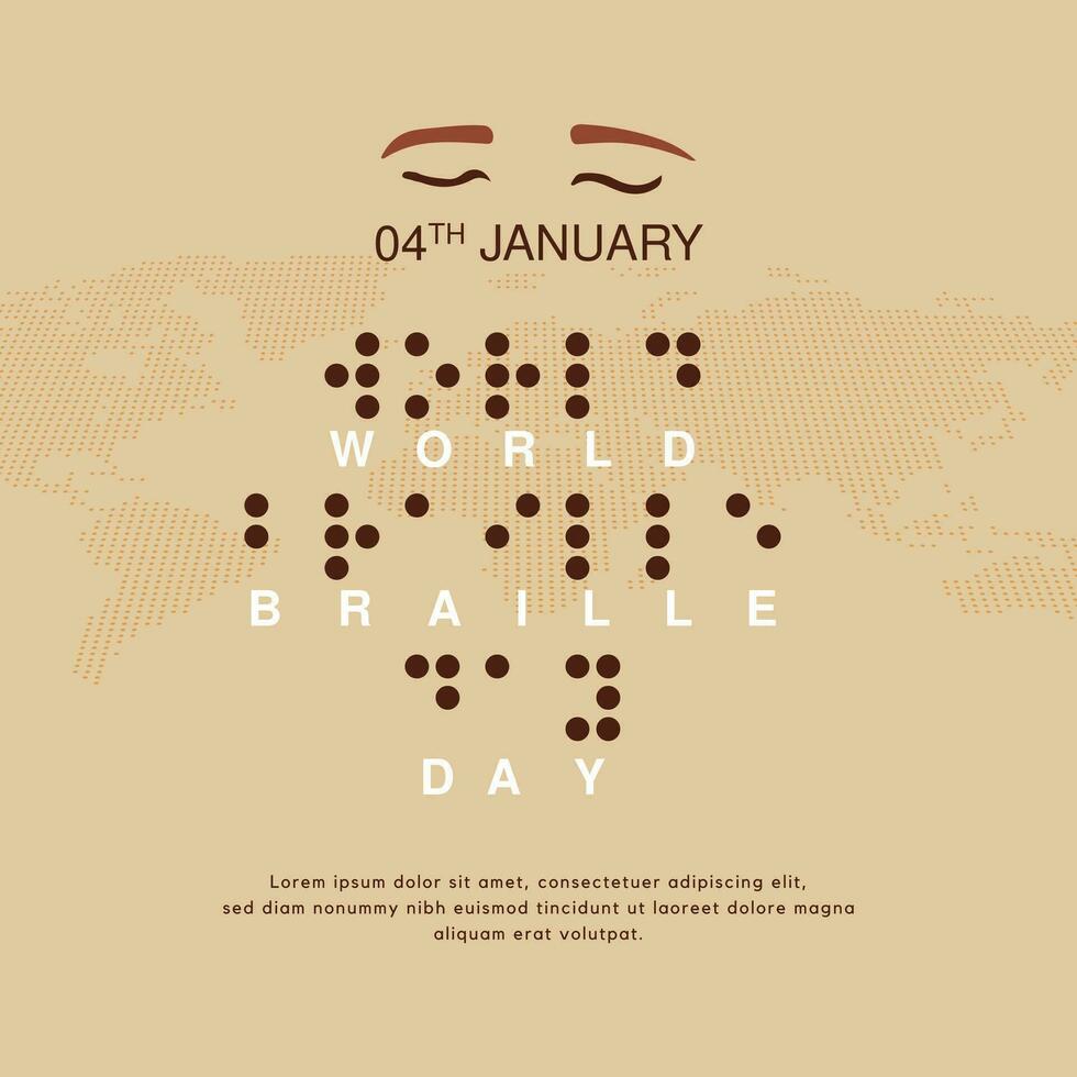 World Braille Day 4th January with braille alphabetic system illustration on isolated background vector