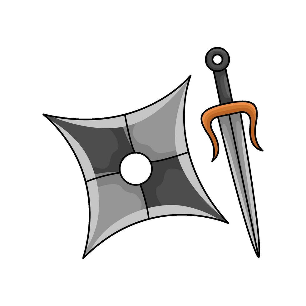 espada con shuriken ilustración vector