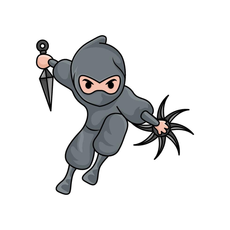 kunai with shuriken in ninja illusration vector