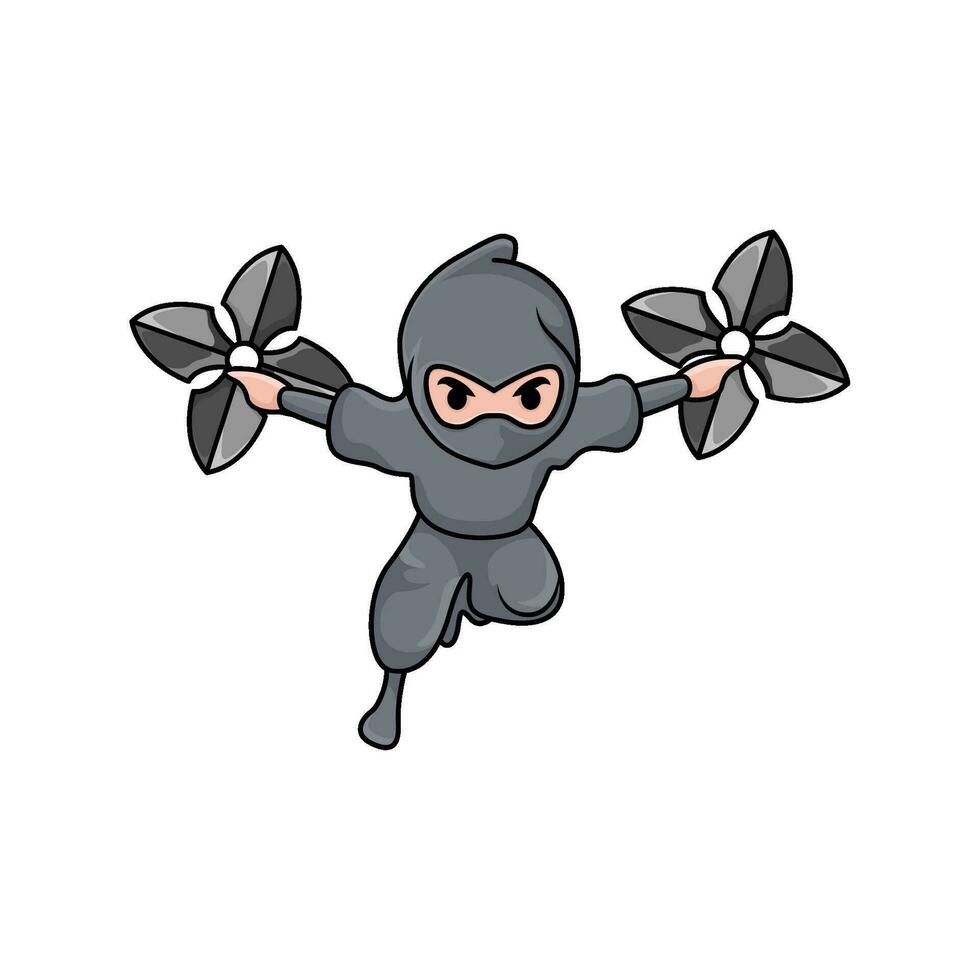shuriken in hand ninja illustration vector