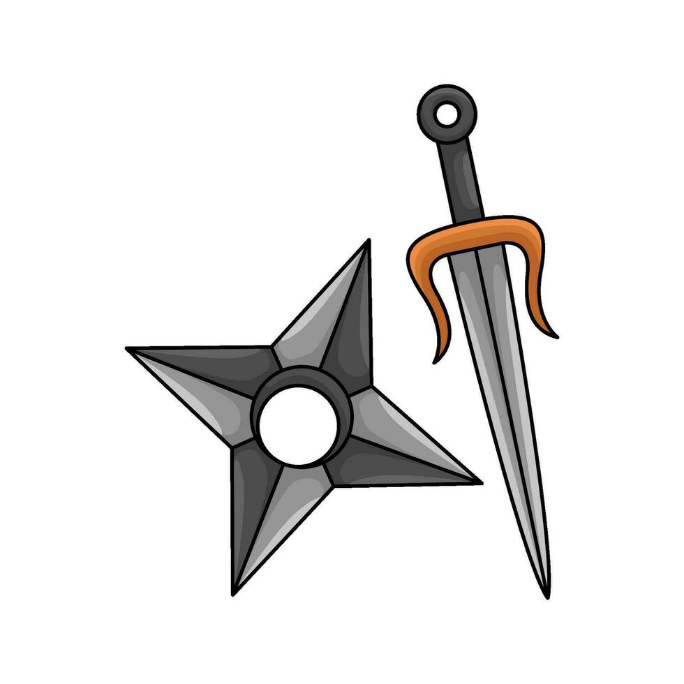 sword with shuriken illustration vector