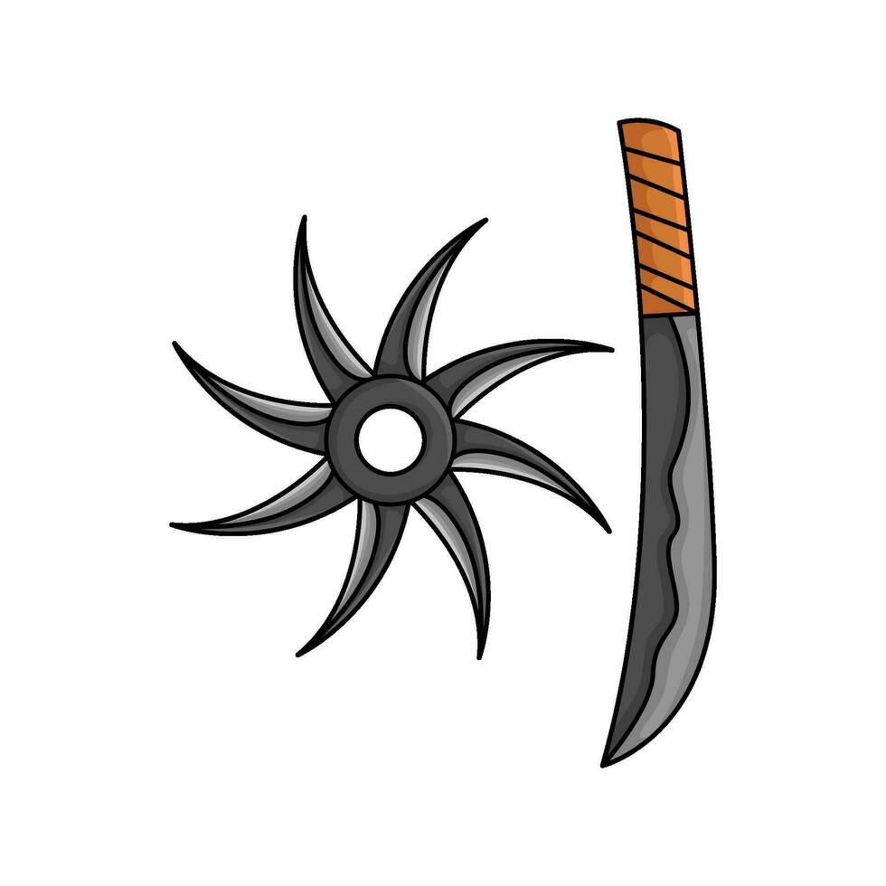 shuriken with samurai illustration vector